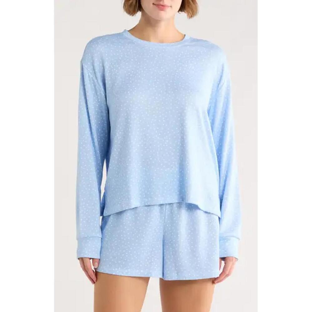 NWT! PJ Salvage Long Sleeve Top & Boxer Shorts Pajamas in Blue Size Large